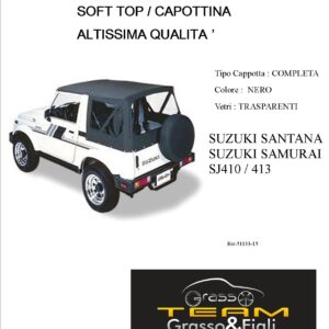 Cappottina 90° Gradi Soft Top Nero Suzuki Samurai Santana Sj410 Sj413 Altissima Qualità capote