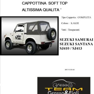 Cappottina Soft Top Kakhi Suzuki Samurai Santana Sj410 Sj413 Altissima Qualità capote