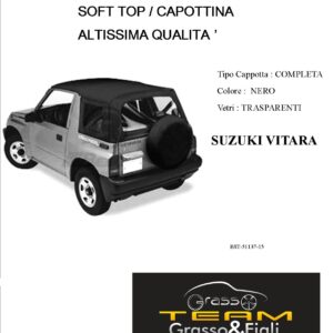 Cappottina 90° Gradi Soft Top Nero Suzuki Vitara Altissima Qualità capote