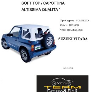 Cappottina 90 gradi Soft Top Bianco Suzuki Vitara Altissima Qualità capote