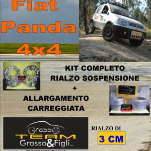 Kit COMPLETO Rialzo Molle da 3 cm + 4 Distanziali Ruota da 2 cm For Fiat Panda 169 4x4 2003 -> 2012 FT30 + FT30 + XA6 + XB4