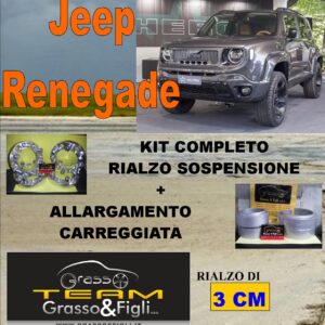Kit COMPLETO Rialzo Molle + 4 Distanziali Ruota 2cm For Jeep Renegade 2014 -> oggi FT30 - AU27P - XA57 - XB4