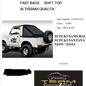 Fast Back Soft Top Nero Suzuki Samurai Santana Sj410 Sj413 Altissima Qualità cappottina 45° Gradi capote