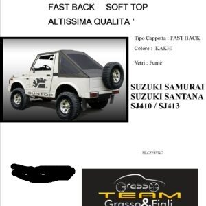 Fast Back Soft Top Kakhi Suzuki Samurai Santana Sj410 Sj413 Altissima Qualità cappottina 45° Gradi capote