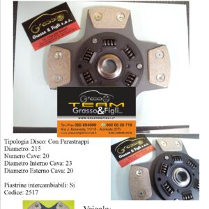 Disco Frizione in Rame Sinterizzato 4 Petali / A molle con Parastrappi Alfa Romeo 147 1.6 16V - 2517