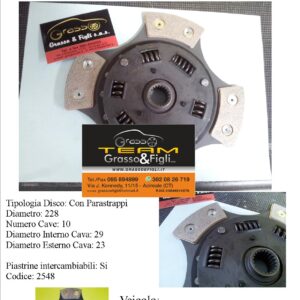 Disco Frizione in Rame Sinterizzato 4 Petali / a Molle con Parastrappi Bmw 2002 Ti - Tii - Turbo dal 1974 > solo diametro 228 - 2548