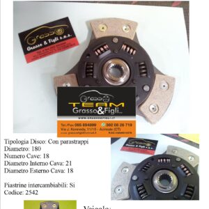 Disco Frizione in Rame Sinterizzato 3 Petali / A molle con Parastrappi Citroen AX 1.3 1.4 GT - 2542