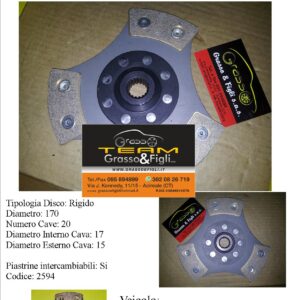 Disco Frizione in Rame Sinterizzato 3 Petali / Rigido senza Parastrappi Fiat 127 903cc - 2594