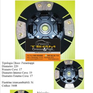 Disco Frizione in Rame Sinterizzato 4 Petali / a molle con Parastrappi Ford Fiesta 1.6 Xr2 Mk3 diametro 220 - 5448