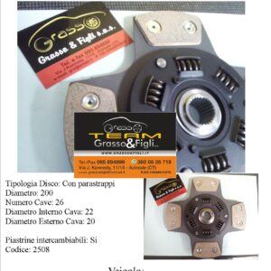Disco Frizione in Rame Sinterizzato 4 Petali / A molle con Parastrappi Renault Clio 2.0 16v Williams- 2508