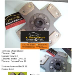 Disco Frizione in Rame Sinterizzato 4 Petali / Rigido senza Parastrappi Volkswagen Golf Rabbit - 2465