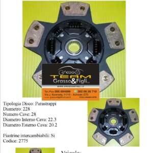 Disco Frizione in Rame Sinterizzato 5 Petali / a molle con Parastrappi Volkswagen Golf III 2.8 Vr6 - 2775