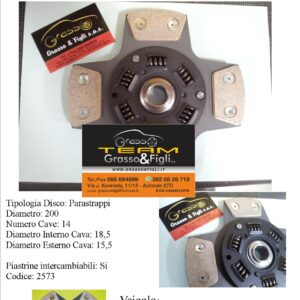 Disco Frizione in Rame Sinterizzato 4 Petali / a molle con Parastrappi Opel Corsa C 1.4 16V - 2573