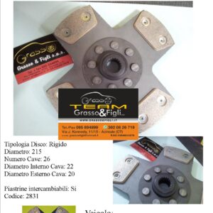 Disco Frizione in Rame Sinterizzato 4 Petali / rigido senza Parastrappi Renault Megane 1 2.0 16V - 2831