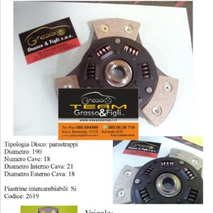 Disco Frizione in Rame Sinterizzato 3 Petali / a molle con Parastrappi Rover 214 16V Gsi - 2619
