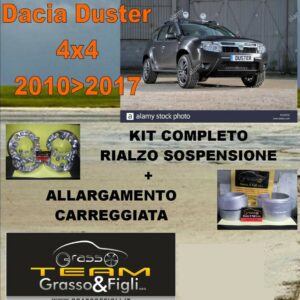 Kit COMPLETO Rialzo Molle 2 cm + 4 Distanziali Ruota 2 cm For Dacia Duster 4x4 -> 2017 FT31 x2 + XA44 x2 + xb8 x20