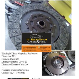 Kit Frizione Sportiva Rinforzata Alfa Romeo MiTo 1.4 Turbo Benzina disco organico + spingidisco 6224 / FN 654R