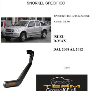 Kit Snorkel Aspirazione Aria Specifico For ISUZU D-MAX 2008>2012 S89/C