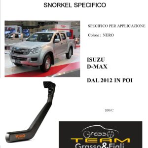Kit Snorkel Aspirazione Aria Specifico For ISUZU D-MAX DAL 2012 > S99/C