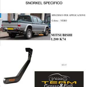 Kit Snorkel Aspirazione Aria Specifico For MITSUBISHI L200 K74 1996>2004 S31/C