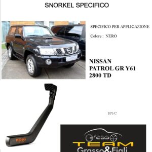 Kit Snorkel Aspirazione Aria Specifico For NISSAN PATROL GR Y61 2800TD S71/C