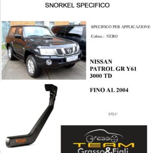 Kit Snorkel Aspirazione Aria Specifico For NISSAN PATROL GR Y61 3.0TD >04 S72/C