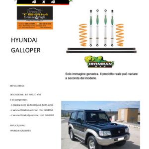 Kit rialzo off road 4x4 IRONMAN for Galloper Hyundai + 5 ammortizzatori e Molle