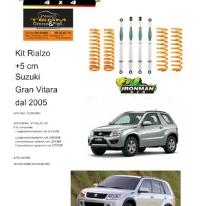 Kit rialzo off road 4x4 IRONMAN for Suzuki Gran Vitara  2005 -> 2016 grand +5 cm ammortizzatori e Molle