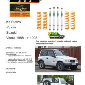 Kit rialzo off road 4x4 IRONMAN for Suzuki Vitara 1988 ->1998 +5 cm ammortizzatori e Molle