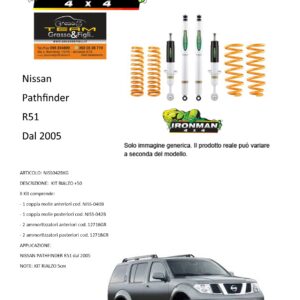 Kit rialzo off road 4x4 IRONMAN for Nissan Pathfinder R51 cm +5 cm ammortizzatori e Molle