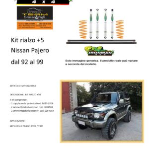 Kit rialzo off road 4x4 for Pajero dal 1992 al 1999  v20 +5 cm ammortizzatori e Molle IRONMAN