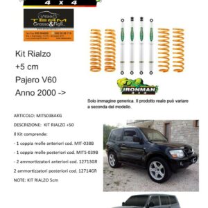 Kit rialzo off road 4x4 IRONMAN for Mitsubischi  Pajero V60 '00 dal 2000 cm +5 IRONMAN 4x4 ammortizzatori e Molle
