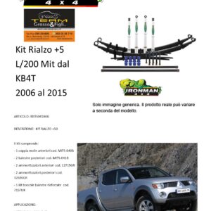 Kit rialzo off road IRONMAN for Mitsubishi L200 dal 2005 al 2015 +5 cm ammortizzatore e Balestra
