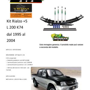 Kit rialzo off road  IRONMAN for MITSUBISHI L200 K74 dal 1995 al 2004 +5 cm ammortizzatore e Balestra