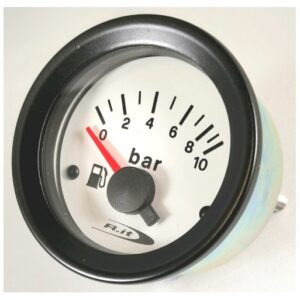 Strumento Road Italia Serie Bianca Stradale /  Racing Manometro indicatore Pressione Benzina 0-10 Bar  Analogico a Diffusione   IBE12V410  diam.52mm