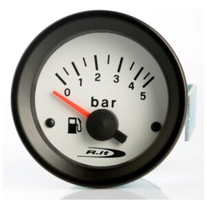 Strumento Road Italia Serie Bianca Stradale /  Racing Manometro indicatore Pressione Benzina 0-5 Bar  -  Analogico a Diffusione  IBE12V405  diam.52mm