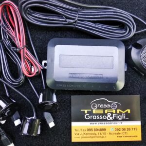 Kit 4 Sensori Parcheggio Posteriori con Buzzer a Volume Regolabile Colore Nero Verniciabili Universali