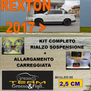 Kit COMPLETO Rialzo Molle + 4 Distanziali Ruota 3 cm For Ssangyong Rexton 2017> pickup + Sports NO VERSIONE XL OP15 + FT33 + DF18
