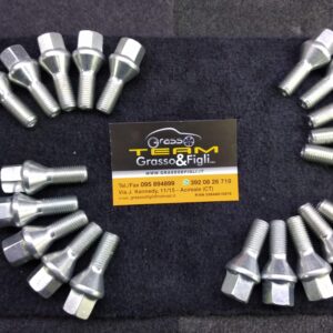 Bullone Ruota CONICO per Cerchi in Lega misura 12x1,50 Lunghezza Filetto 25 mm Chiave 17 Acciaio 10.9 ( testa bulloni ) B13S