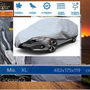 Telo Copriauto MISURA XL 483x175x119 cm. - Felpato in TNT - 4 stagioni - Impermeabile - Antistrappo - PVC ELETTROSALDATO - con FINESTRE DI VENTILAZIONE 78630