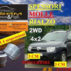 Kit 4 Spessori Molle DACIA DUSTER 2wd 4X2 2010 > 2017 Completo Anteriore Posteriore Spessori Rialzo 3cm FT30 AU27M