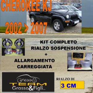 Kit COMPLETO Rialzo Molle + 4 Distanziali Ruota 3cm For JEEP CHEROKEE KJ dal 2002 al 2007 AU27M + AR03 + DF8