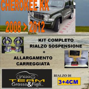 Kit COMPLETO Rialzo Molle + 4 Distanziali Ruota 3cm For JEEP CHEROKEE Kk dal 2008 al 2012 AU27M + MR01M + DF8