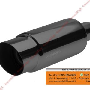 Terminale di Scarico - Sport Exhaust Marmitta Rotonda Inclinata diametro 90 Acciaio Inox 85,28 Verniciato Nero - Simoni Racing - ESR086/N