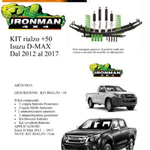 Kit rialzo off road IRONMAN for ISUZU D-Max D MAX dal 2012 la 2017 +5 cm ammortizzatore e Balestre e molle