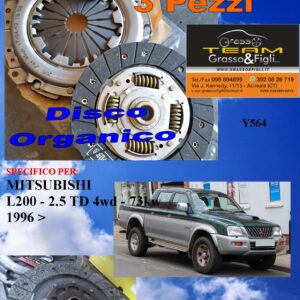 Kit Frizione 3 Pezzi MITSUBISHI L200 1996 >  / 2.5 TD 4WD MOT. 4D56TD 73kw / disco organico + spingidisco + cuscinetto - *E.SASSONE 100% MADE IN ITALY* - Y564