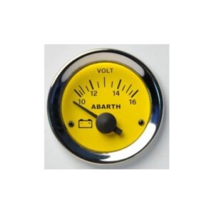 Strumento Road Italia Serie Abarth Storica 500 / Racing Manometro Quadrante Giallo Indicatore Voltometro Voltmetro  Diametro 52mm   50005