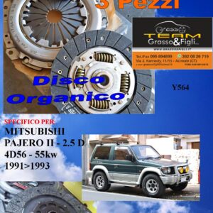 Kit Frizione 3 Pezzi MITSUBISHI 2 PAJERO V20 1991 > 1993 / 2.5 D  55kw / disco organico + spingidisco + cuscinetto - *E.SASSONE 100% MADE IN ITALY* - Y564