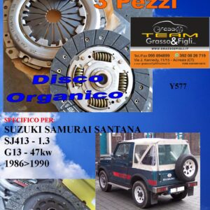 Kit Frizione 3 Pezzi SUZUKI SANTANA SAMURAI SJ413 1986 > 1990 / 1.3  47kw / disco organico + spingidisco + cuscinetto - *E.SASSONE 100% MADE IN ITALY* - Y577