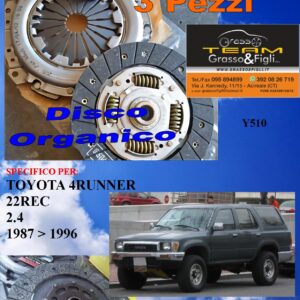 Kit Frizione 3 Pezzi TOYOTA 4RUNNER  1987 > 1996 / 2.4  / disco organico + spingidisco + cuscinetto - *E.SASSONE 100% MADE IN ITALY* - Y510